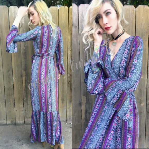 Boutique Dresses & Skirts - New Gorgeous BoHo Ruffled Maxi Wrap Dress